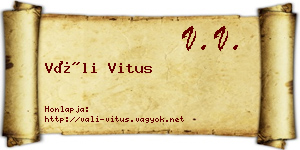 Váli Vitus névjegykártya